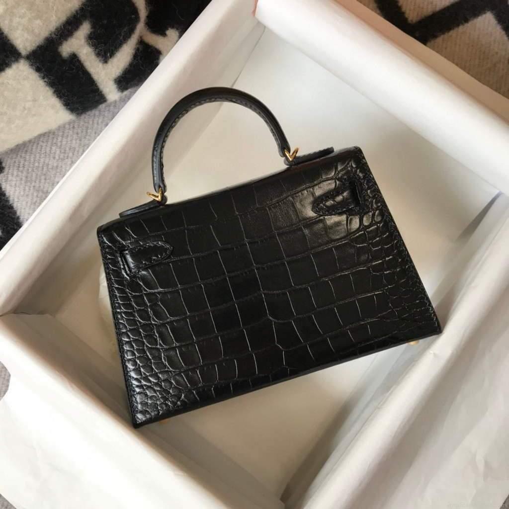 Hermes Kelly Bag Designer Hermes 19CM Shoulder Mini Bag Black 20450