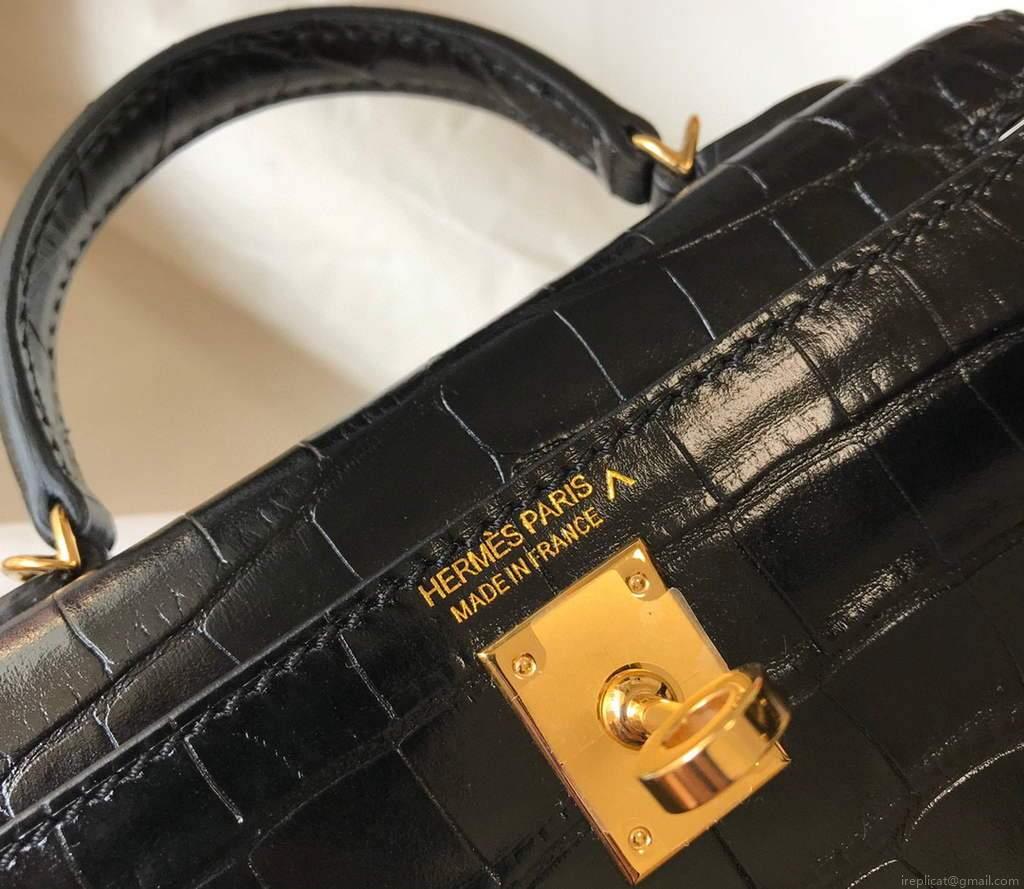 Hermes Kelly Bag Designer Hermes 19CM Shoulder Mini Bag Black 20450