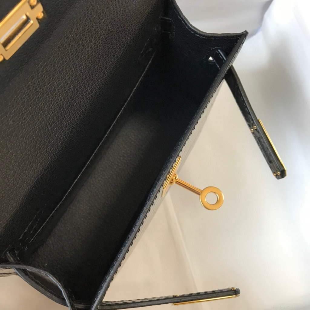 Hermes Kelly Bag Designer Hermes 19CM Shoulder Mini Bag Black 20450