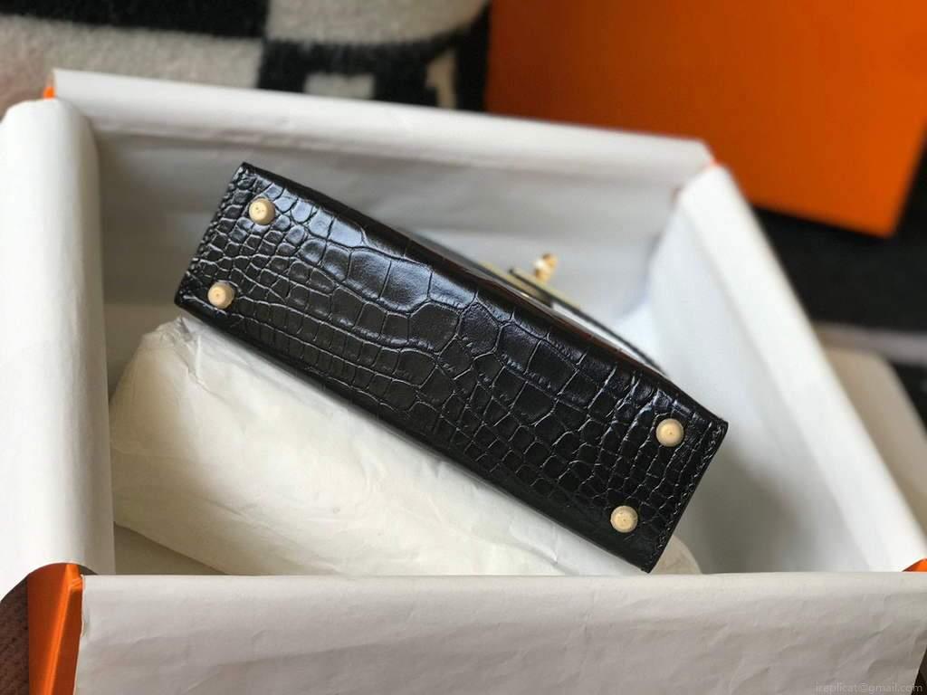 Hermes Kelly Bag Designer Hermes 19CM Shoulder Mini Bag Black 20450