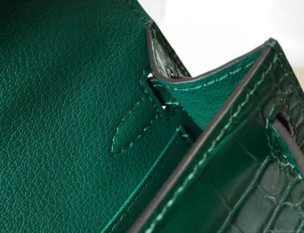 Hermes Kelly Bag Designer Hermes 19CM Shoulder Mini Bag Green 20452
