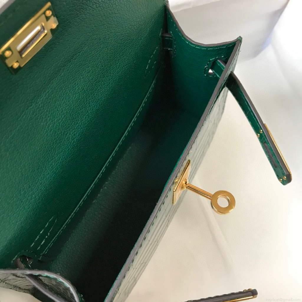 Hermes Kelly Bag Designer Hermes 19CM Shoulder Mini Bag Green 20452