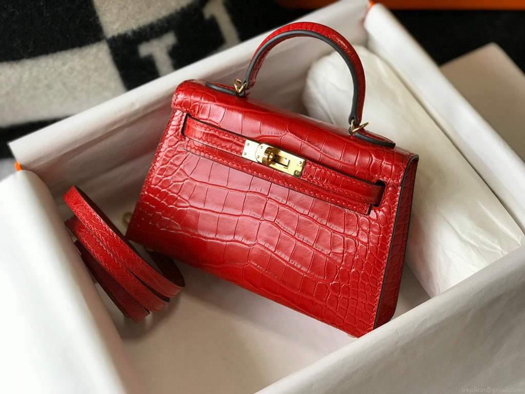 Hermes Kelly Bag Designer Hermes 19CM Shoulder Mini Bag Red 20454