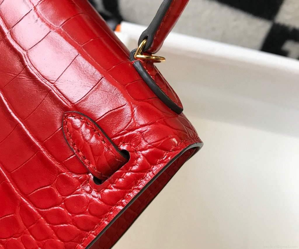 Hermes Kelly Bag Designer Hermes 19CM Shoulder Mini Bag Red 20454