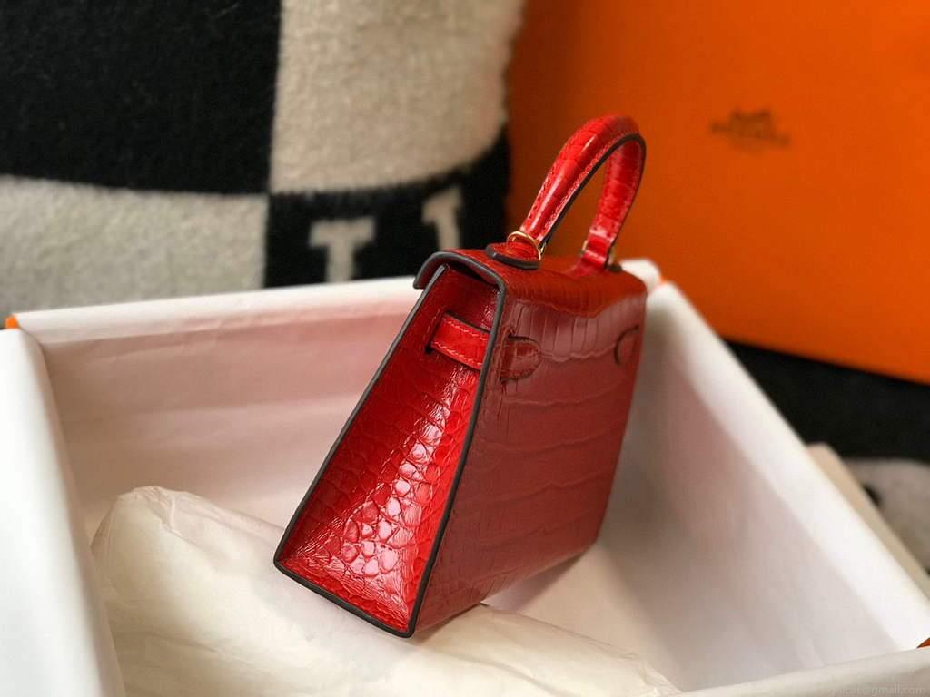 Hermes Kelly Bag Designer Hermes 19CM Shoulder Mini Bag Red 20454