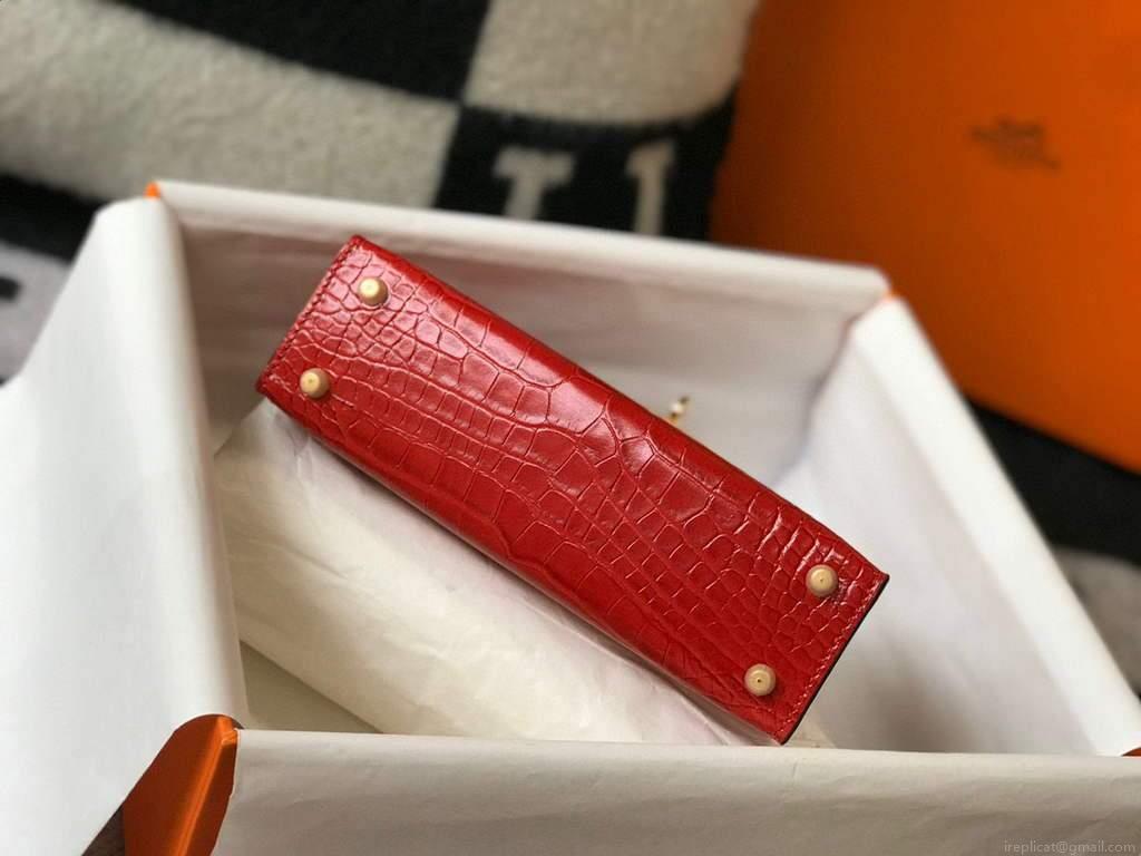 Hermes Kelly Bag Designer Hermes 19CM Shoulder Mini Bag Red 20454
