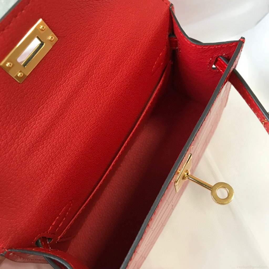 Hermes Kelly Bag Designer Hermes 19CM Shoulder Mini Bag Red 20454