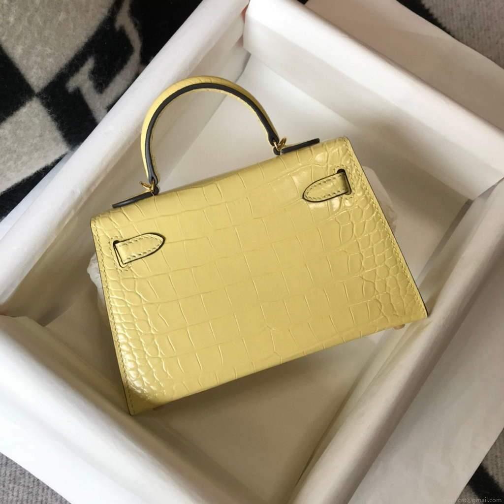 Hermes Kelly Bag Designer Hermes 19CM Shoulder Mini Bag Yellow 20451
