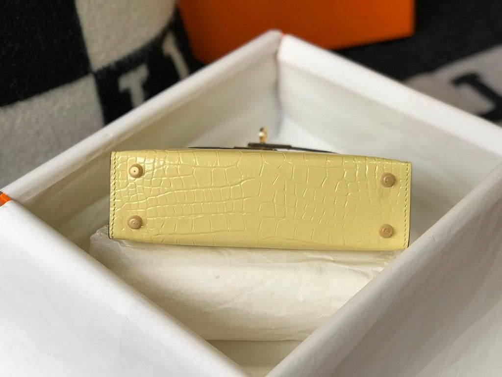 Hermes Kelly Bag Designer Hermes 19CM Shoulder Mini Bag Yellow 20451
