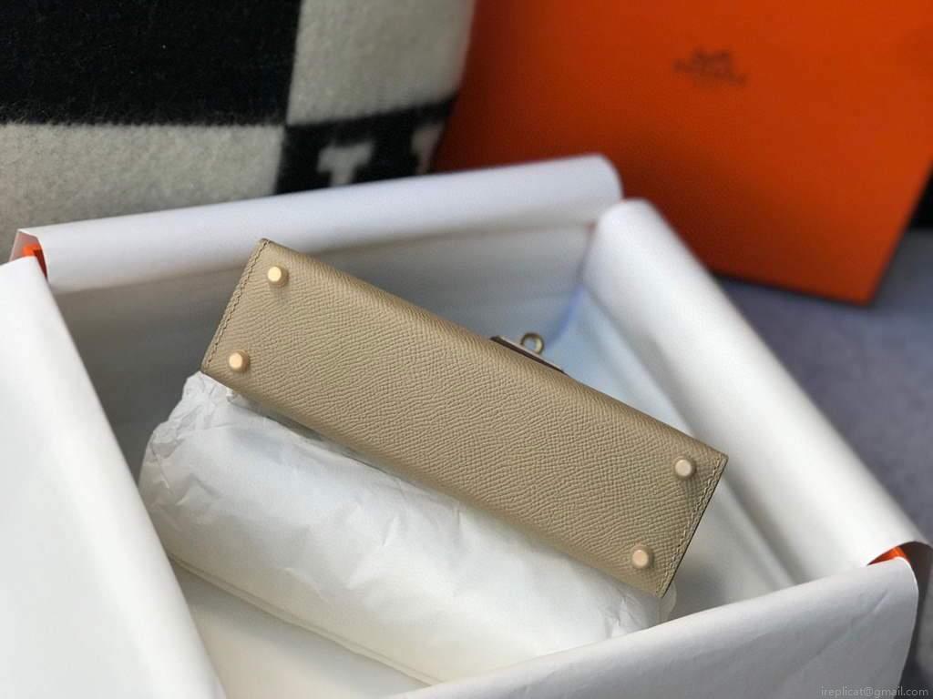 Hermes Kelly Bag Hermes 19CM Epsom Shoulder Mini Bag Apricot 20466