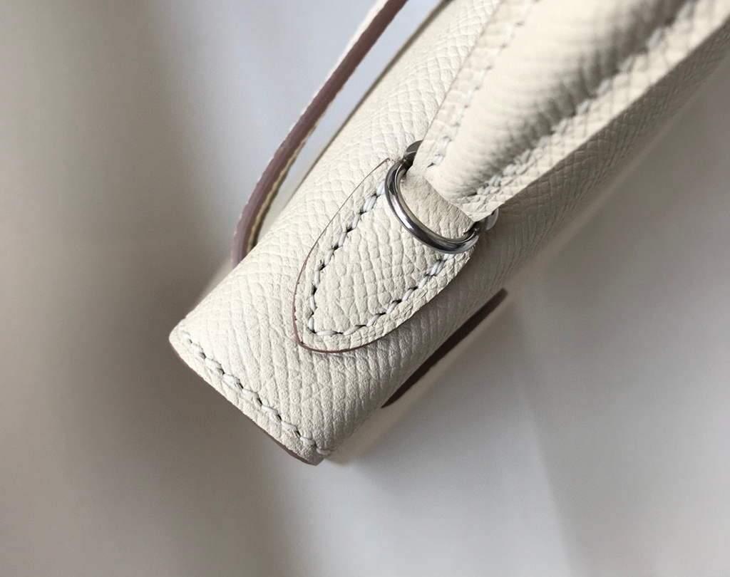 Hermes Kelly Bag Hermes 19CM Epsom Shoulder Mini Bag Beige Silver buckle 20457