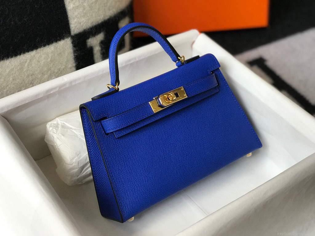 Hermes Kelly Bag Hermes 19CM Epsom Shoulder Mini Bag Dark Blue 20475