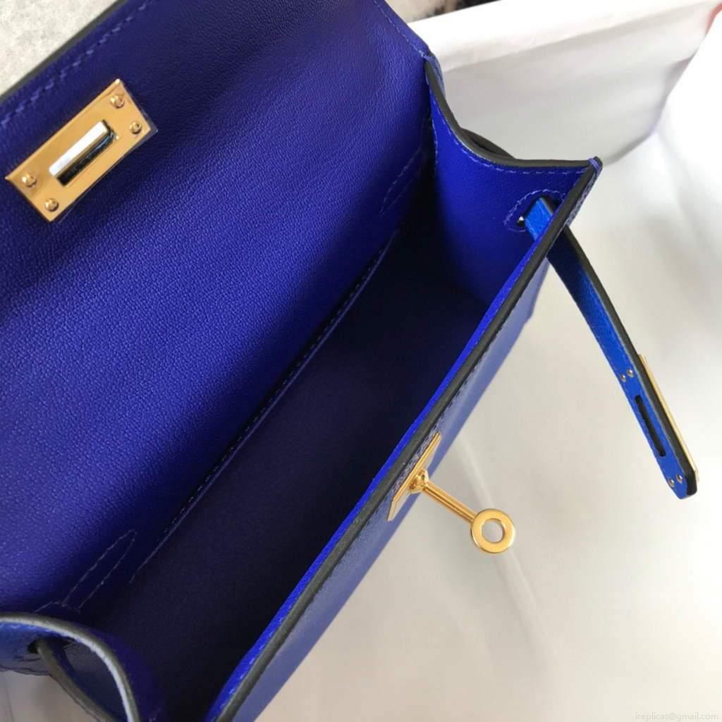 Hermes Kelly Bag Hermes 19CM Epsom Shoulder Mini Bag Dark Blue 20475