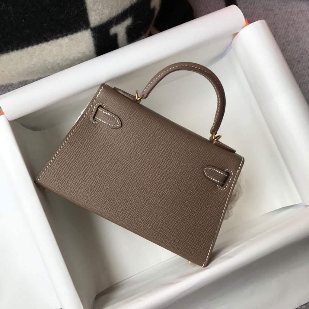 Hermes Kelly Bag Hermes 19CM Epsom Shoulder Mini Bag Dark gray 20461