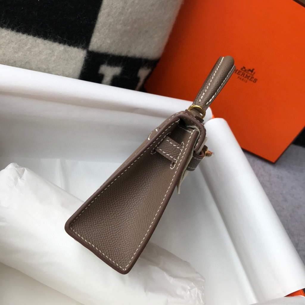 Hermes Kelly Bag Hermes 19CM Epsom Shoulder Mini Bag Dark gray 20461