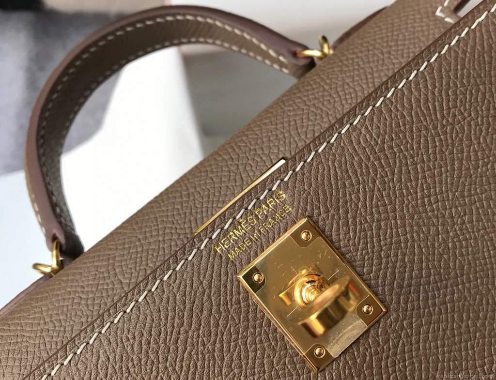 Hermes Kelly Bag Hermes 19CM Epsom Shoulder Mini Bag Dark gray 20461