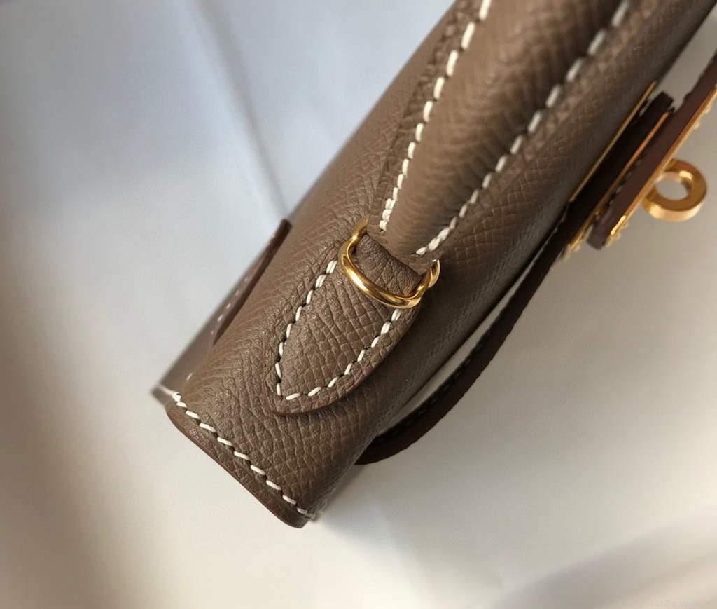 Hermes Kelly Bag Hermes 19CM Epsom Shoulder Mini Bag Dark gray 20461