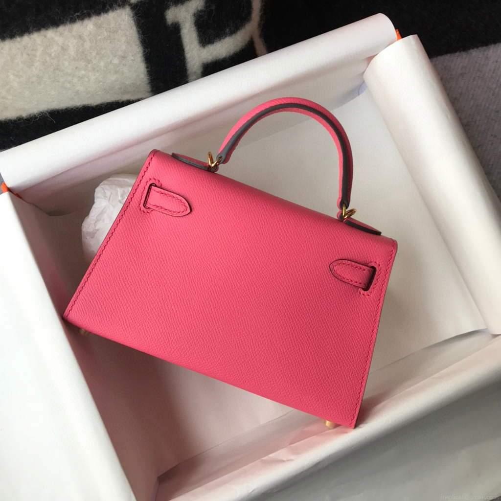 Hermes Kelly Bag Hermes 19CM Epsom Shoulder Mini Bag Dark pink 20472