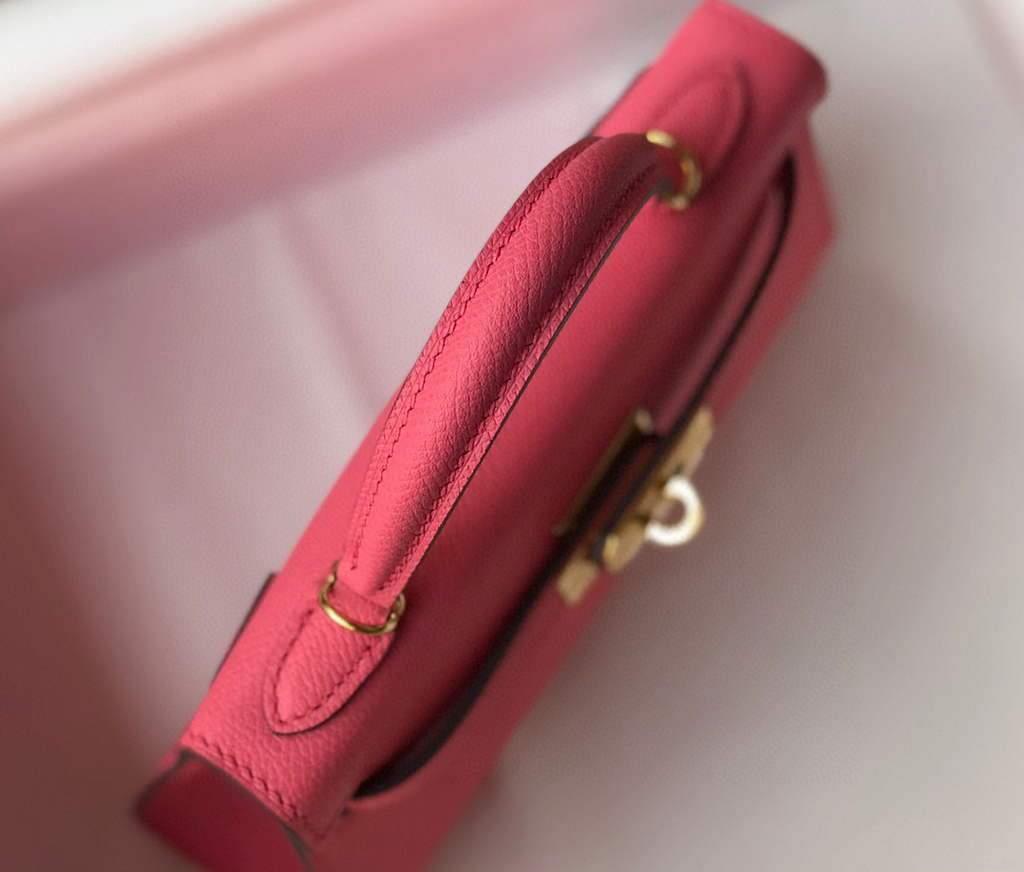 Hermes Kelly Bag Hermes 19CM Epsom Shoulder Mini Bag Dark pink 20472
