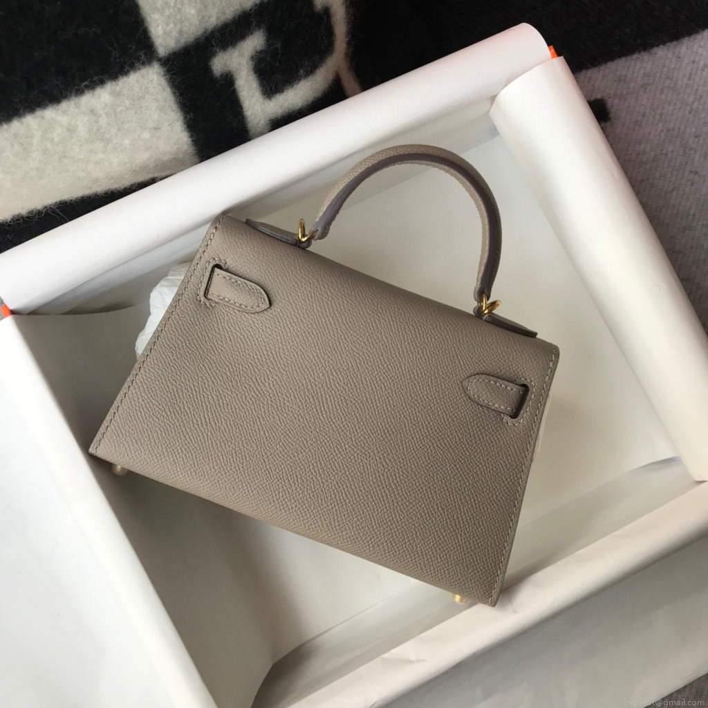 Hermes Kelly Bag Hermes 19CM Epsom Shoulder Mini Bag Gray 20468