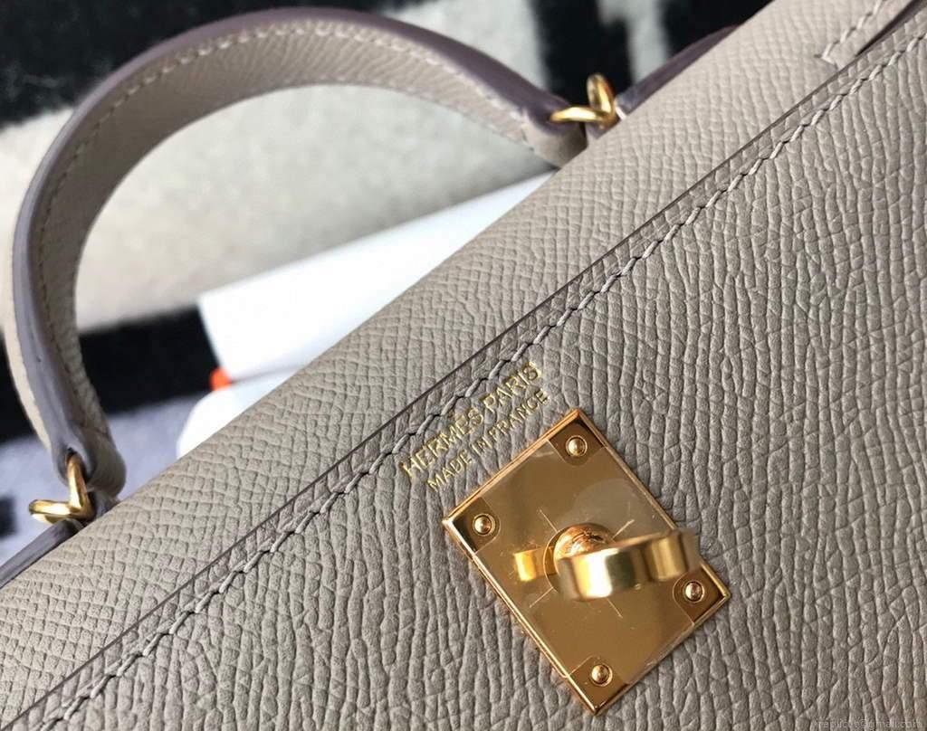Hermes Kelly Bag Hermes 19CM Epsom Shoulder Mini Bag Gray 20468