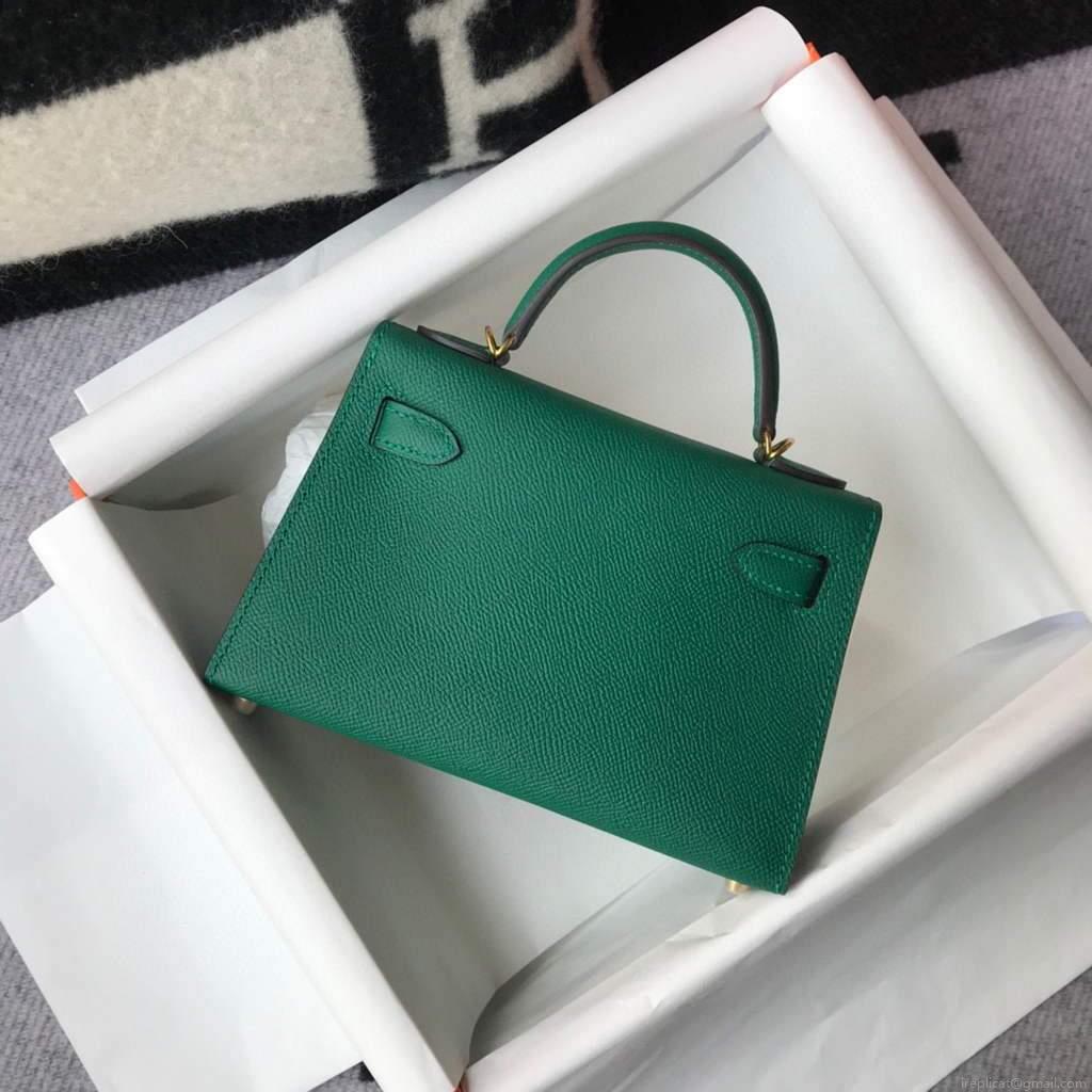 Hermes Kelly Bag Hermes 19CM Epsom Shoulder Mini Bag Green 20471