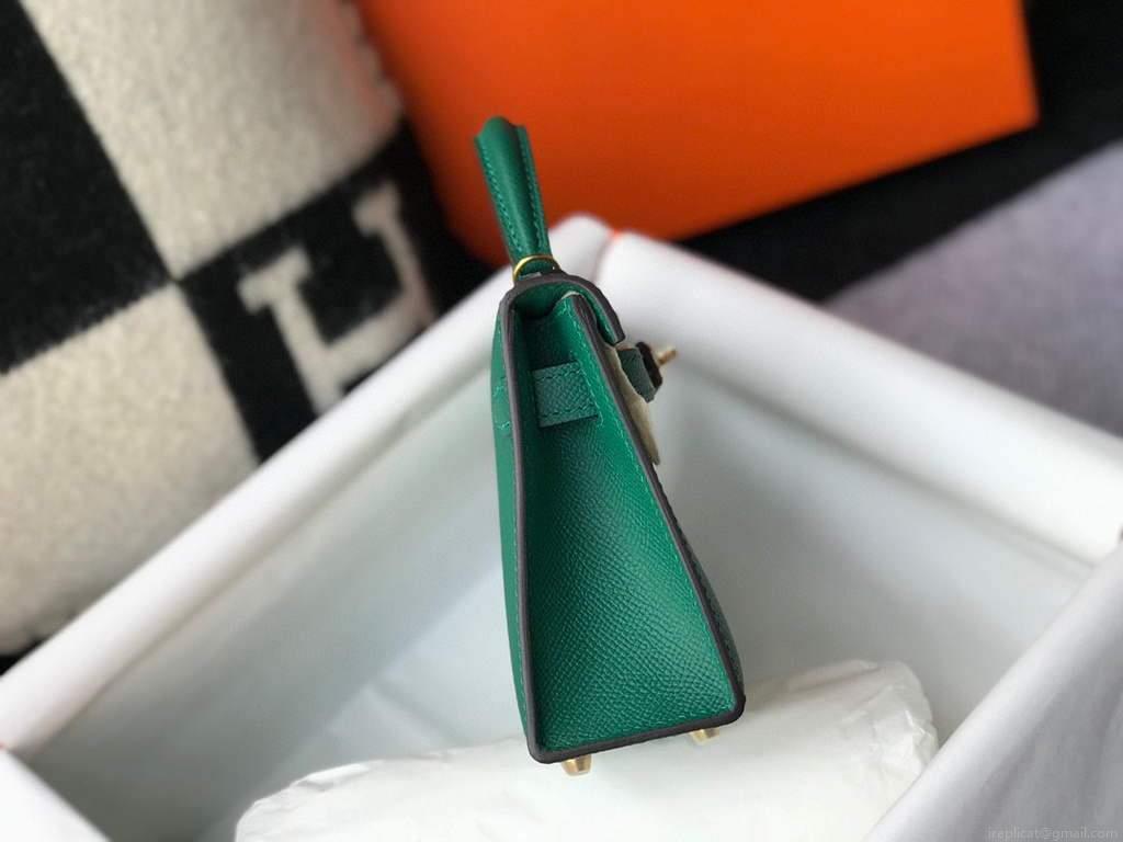Hermes Kelly Bag Hermes 19CM Epsom Shoulder Mini Bag Green 20471