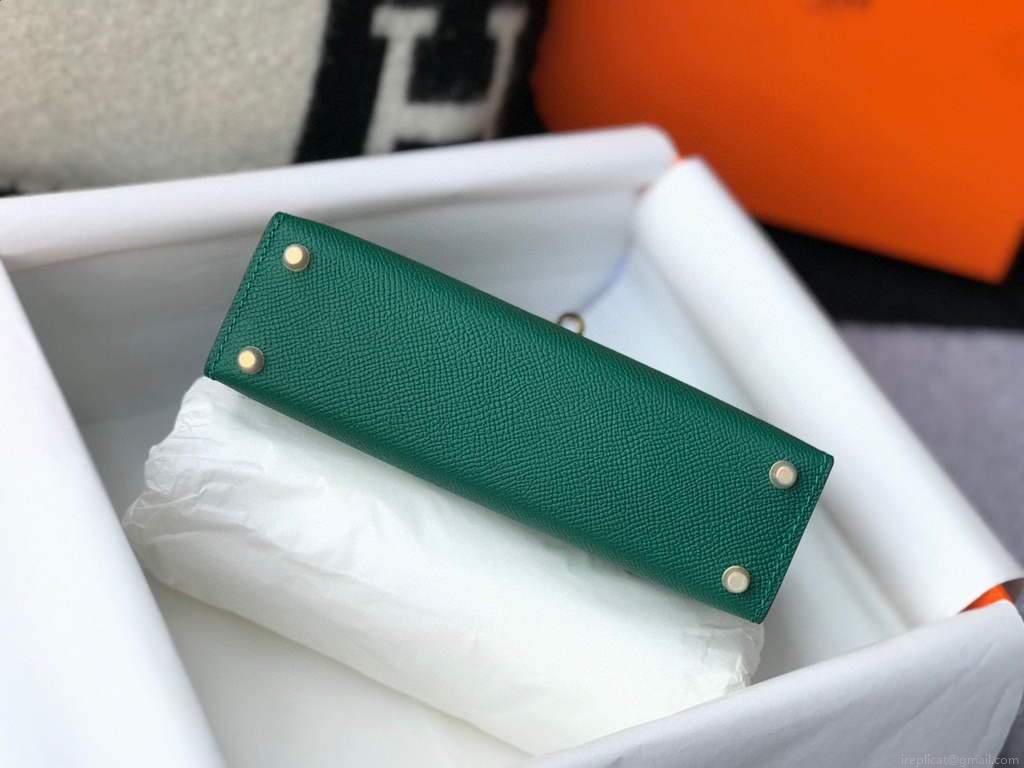 Hermes Kelly Bag Hermes 19CM Epsom Shoulder Mini Bag Green 20471