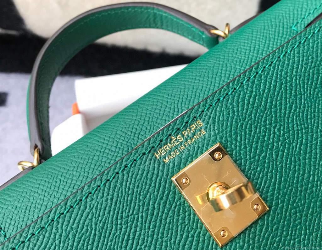 Hermes Kelly Bag Hermes 19CM Epsom Shoulder Mini Bag Green 20471
