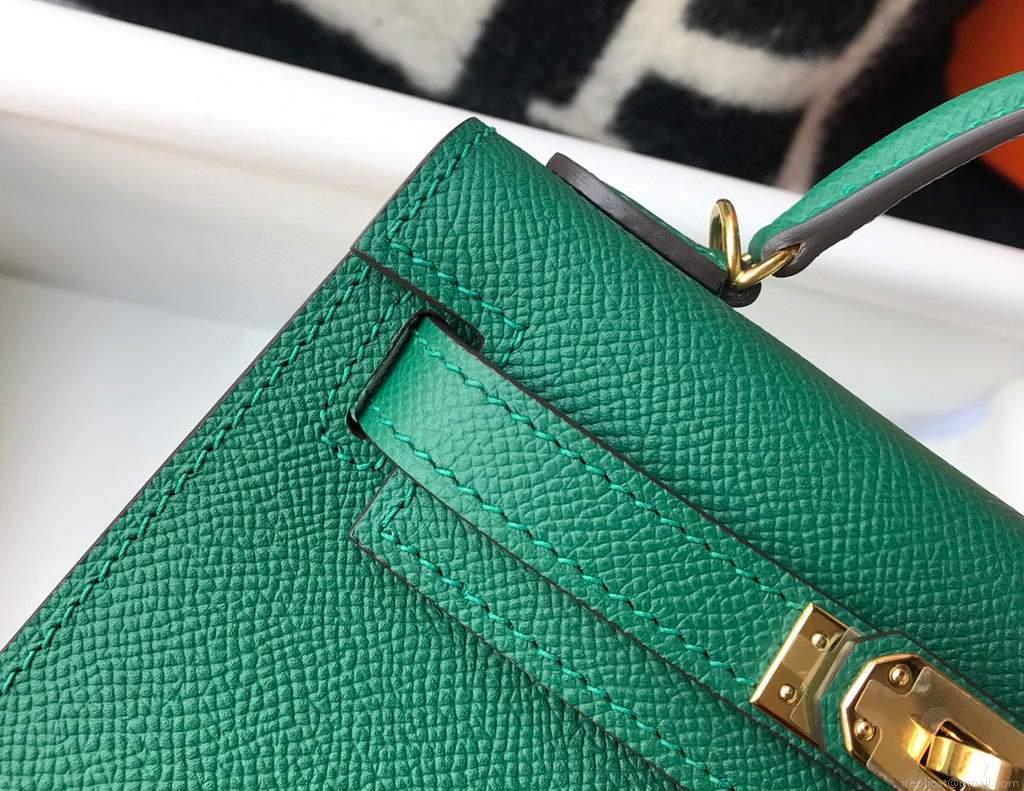 Hermes Kelly Bag Hermes 19CM Epsom Shoulder Mini Bag Green 20471