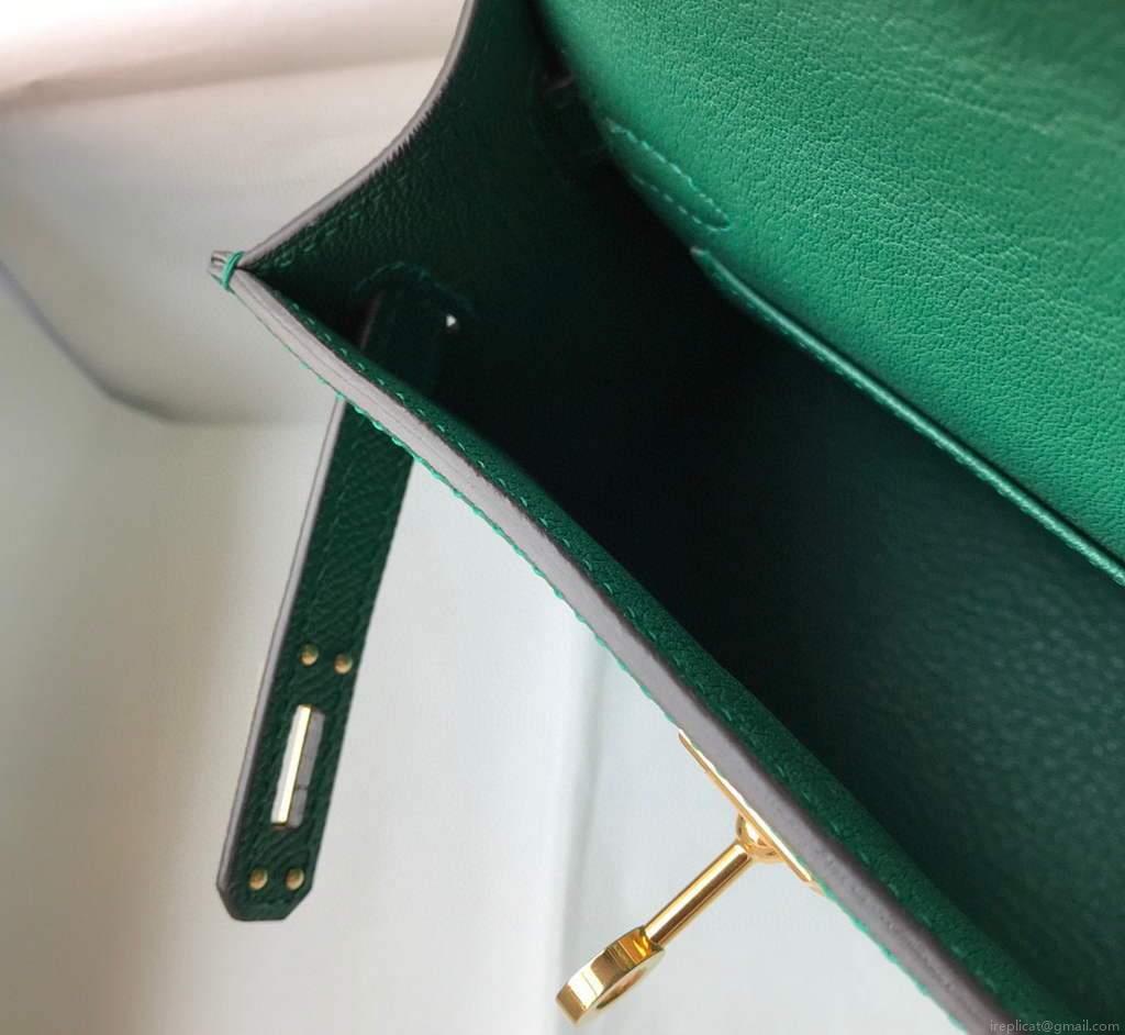 Hermes Kelly Bag Hermes 19CM Epsom Shoulder Mini Bag Green 20471