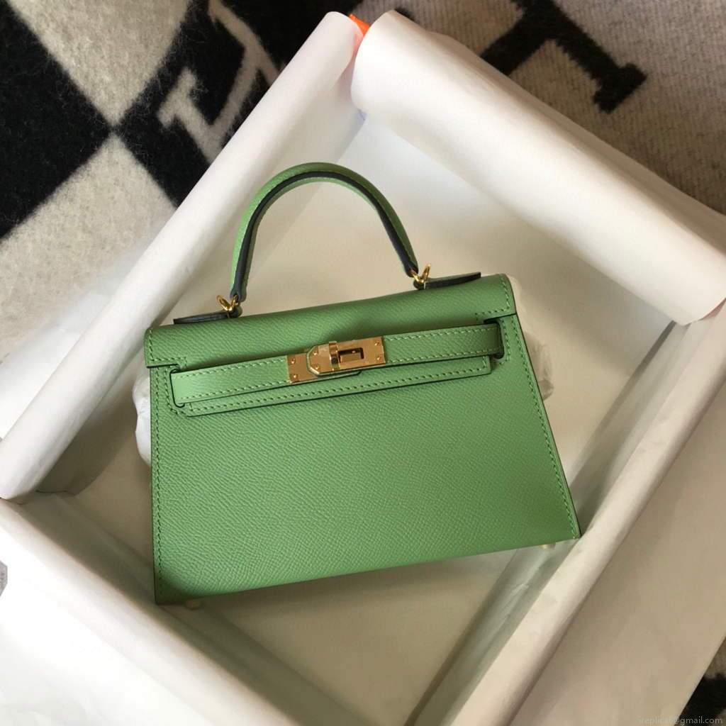 Hermes Kelly Bag Hermes 19CM Epsom Shoulder Mini Bag Light green 20470