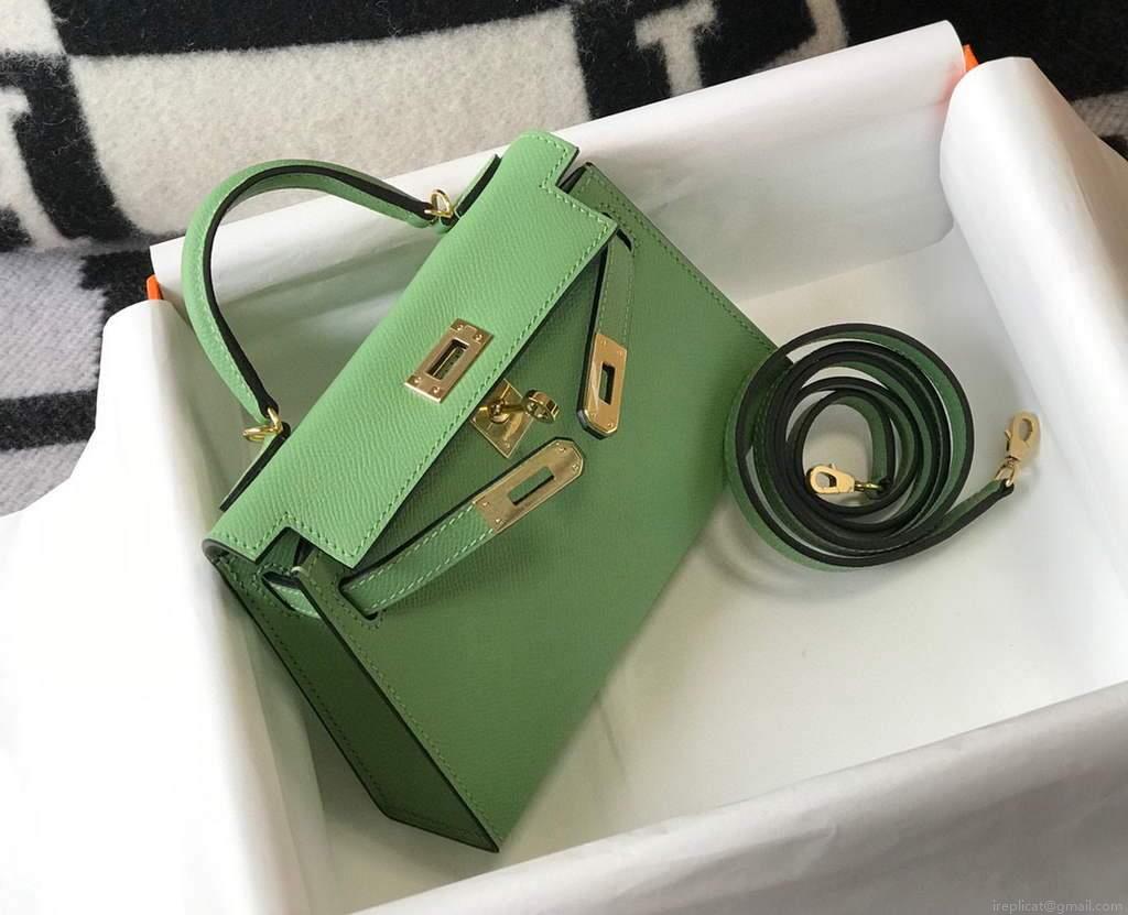 Hermes Kelly Bag Hermes 19CM Epsom Shoulder Mini Bag Light green 20470