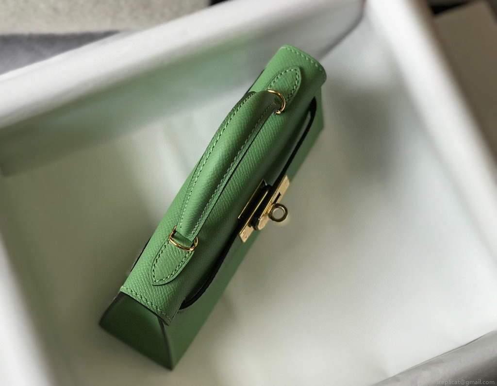 Hermes Kelly Bag Hermes 19CM Epsom Shoulder Mini Bag Light green 20470