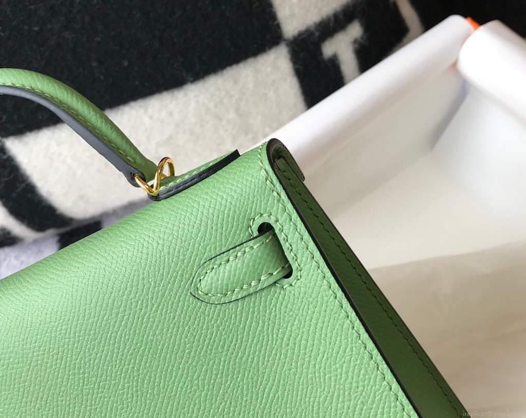 Hermes Kelly Bag Hermes 19CM Epsom Shoulder Mini Bag Light green 20470