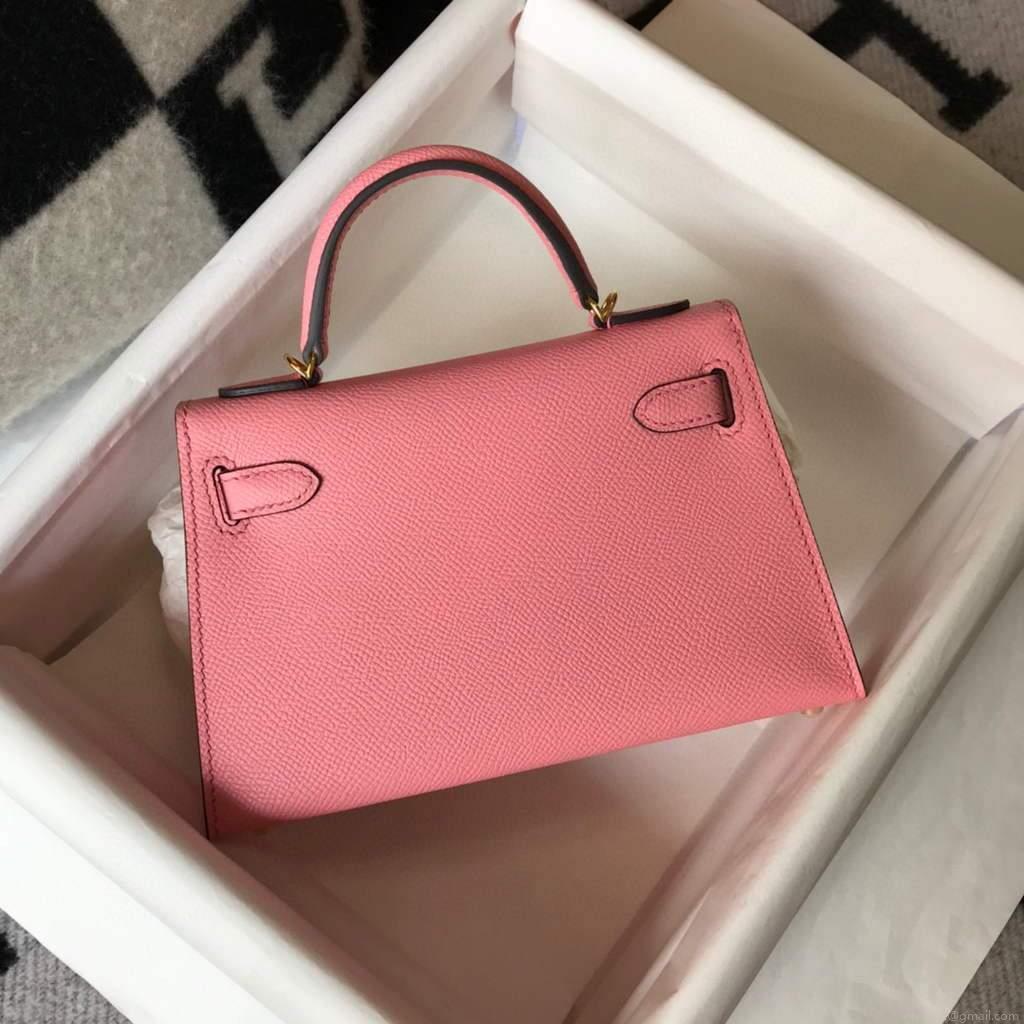 Hermes Kelly Bag Hermes 19CM Epsom Shoulder Mini Bag Pink 20477
