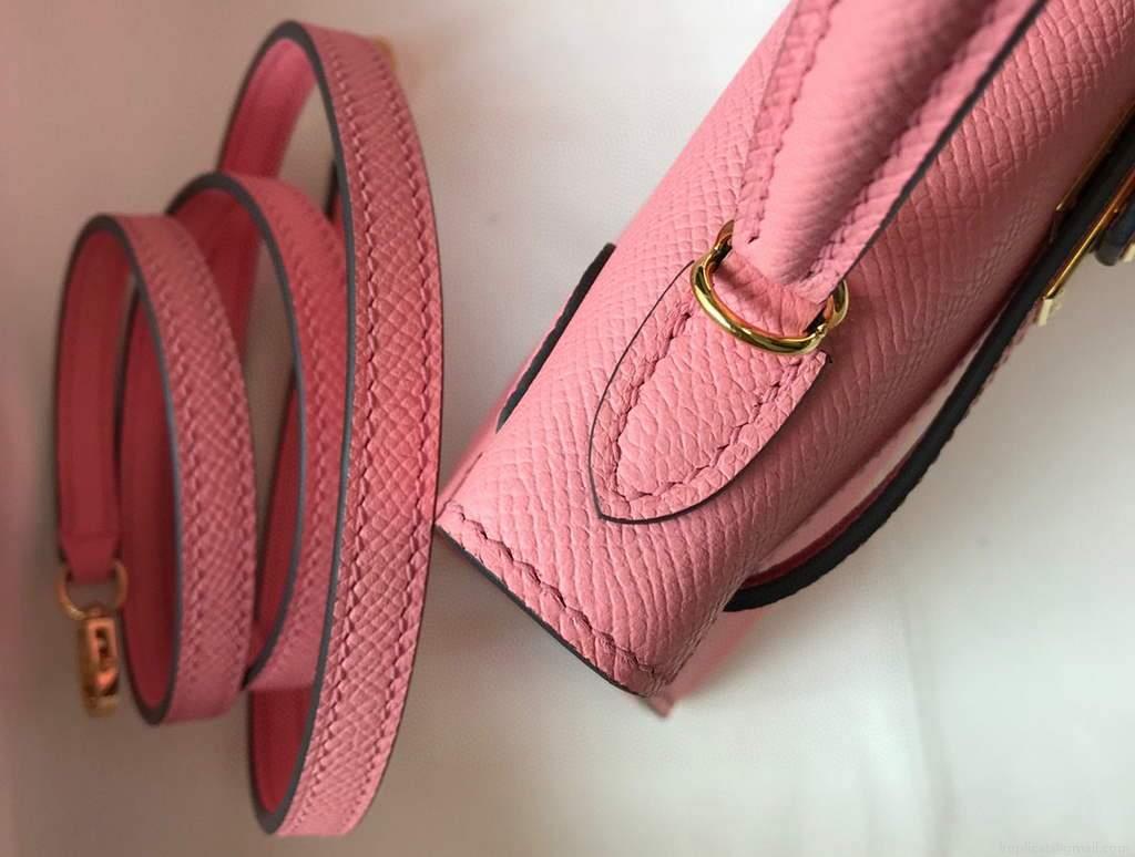Hermes Kelly Bag Hermes 19CM Epsom Shoulder Mini Bag Pink 20477