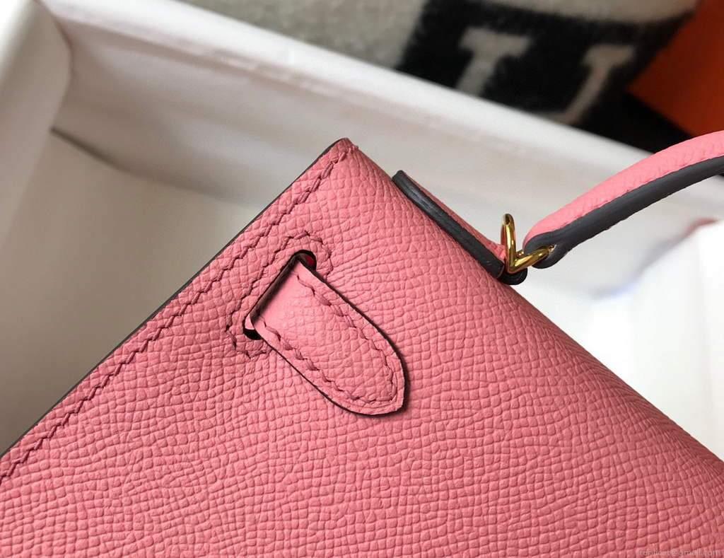 Hermes Kelly Bag Hermes 19CM Epsom Shoulder Mini Bag Pink 20477