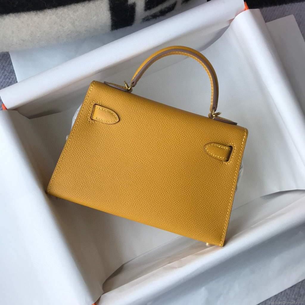 Hermes Kelly Bag Hermes 19CM Epsom Shoulder Mini Bag Yellow 20463