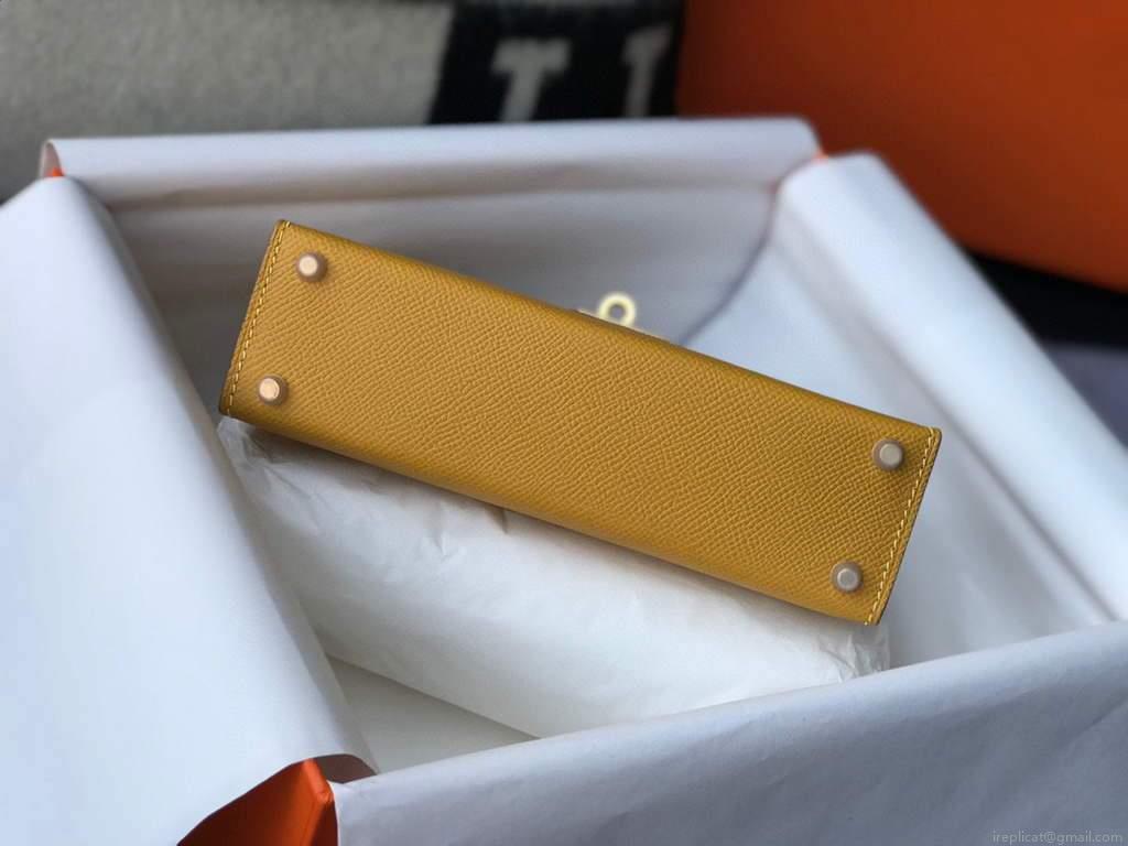 Hermes Kelly Bag Hermes 19CM Epsom Shoulder Mini Bag Yellow 20463
