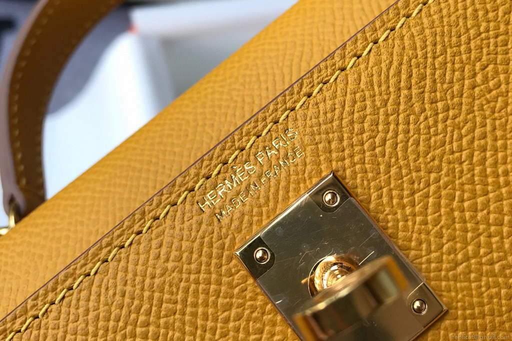 Hermes Kelly Bag Hermes 19CM Epsom Shoulder Mini Bag Yellow 20463