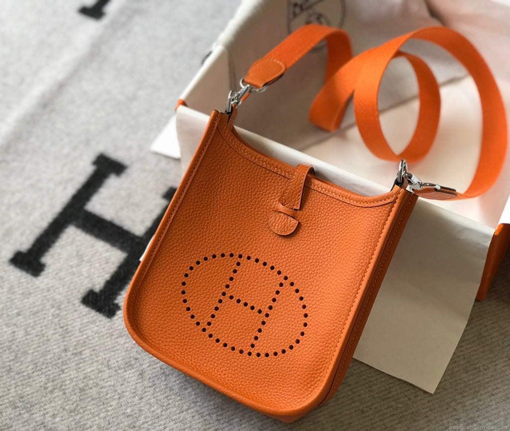 Hermes Evelyne Bag Designer Hermes Mini Crossbody Real Bag 20428 Orange