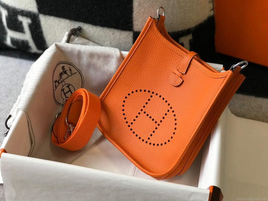 Hermes Evelyne Bag Designer Hermes Mini Crossbody Real Bag 20428 Orange