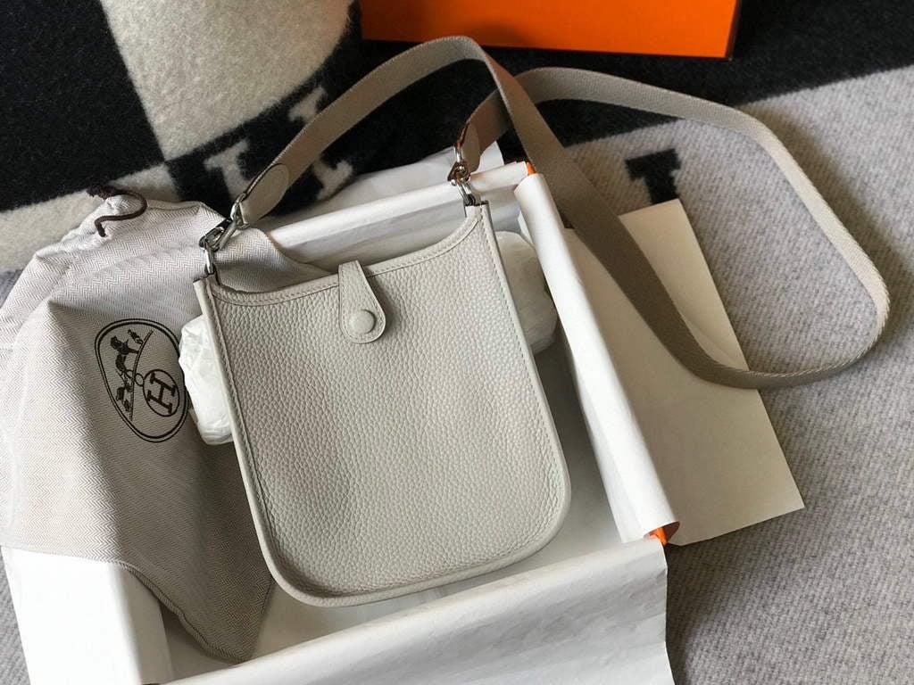 Hermes Evelyne Bag Designer Hermes Mini Crossbody Real Bag 20435 White