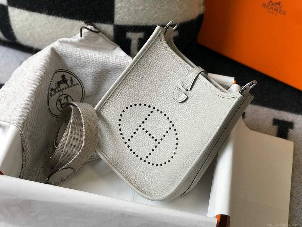 Hermes Evelyne Bag Designer Hermes Mini Crossbody Real Bag 20435 White