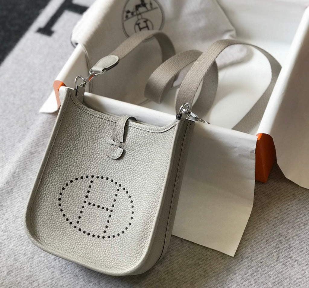 Hermes Evelyne Bag Designer Hermes Mini Crossbody Real Bag 20435 White