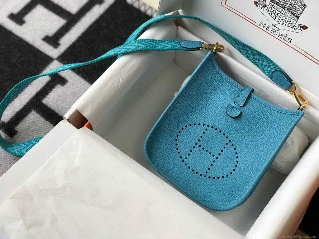 Hermes Evelyne Bag Designer Hermes Mini Crossbody Bag 20381 Gold Blue