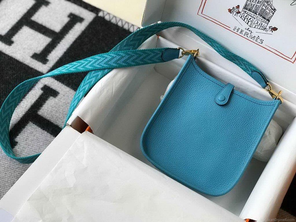 Hermes Evelyne Bag Designer Hermes Mini Crossbody Bag 20381 Gold Blue
