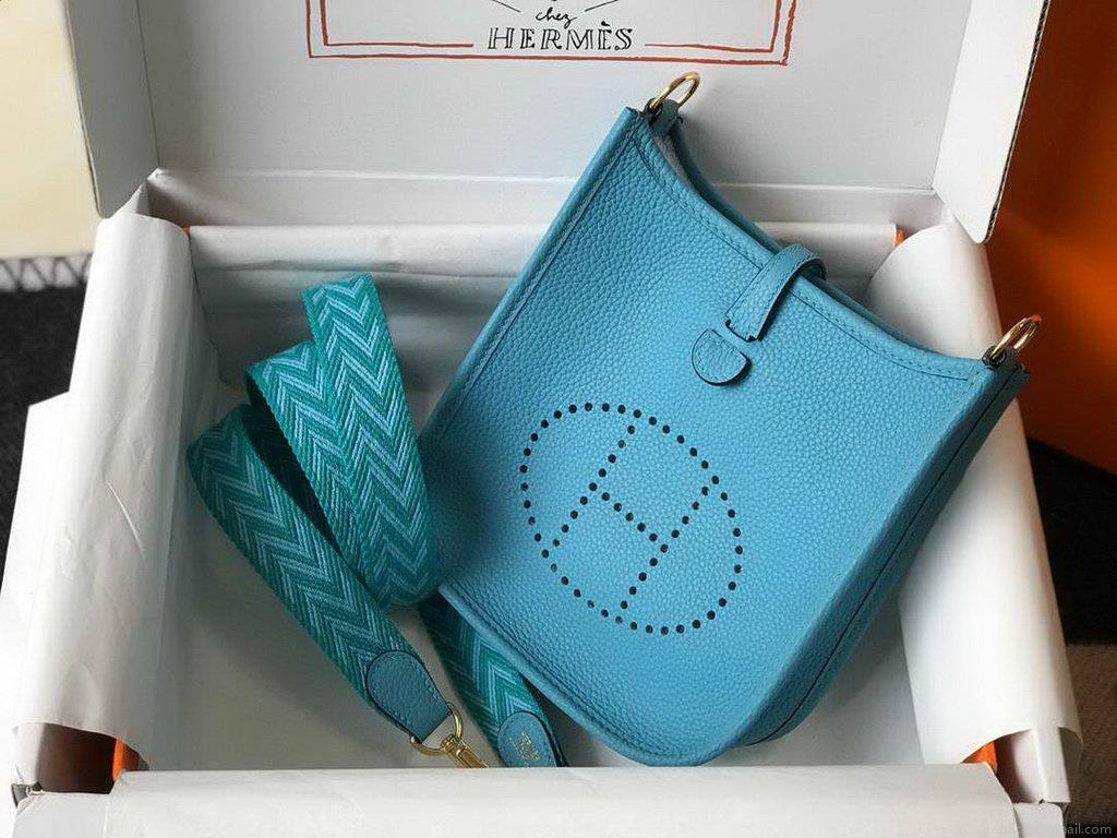 Hermes Evelyne Bag Designer Hermes Mini Crossbody Bag 20381 Gold Blue