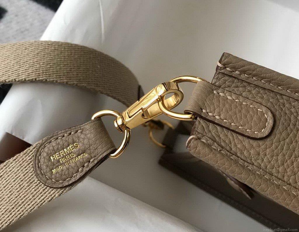 Hermes Evelyne Bag Designer Hermes Mini Crossbody Bag 20382 Gold Buckle Kakhi